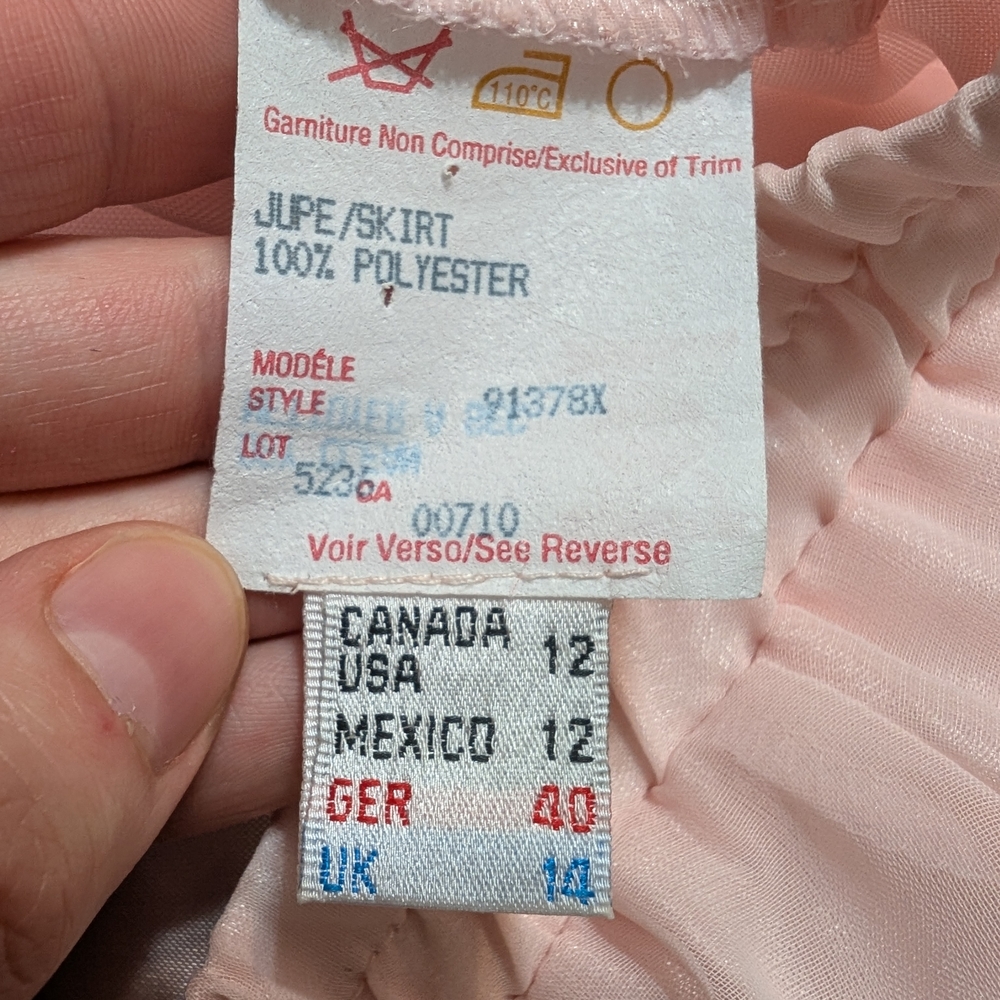 Coquette, Barbiecore, Ballet, Vintage Soft Pink Knee Length Flowy Skirt Size 12 - Picture 3 of 4